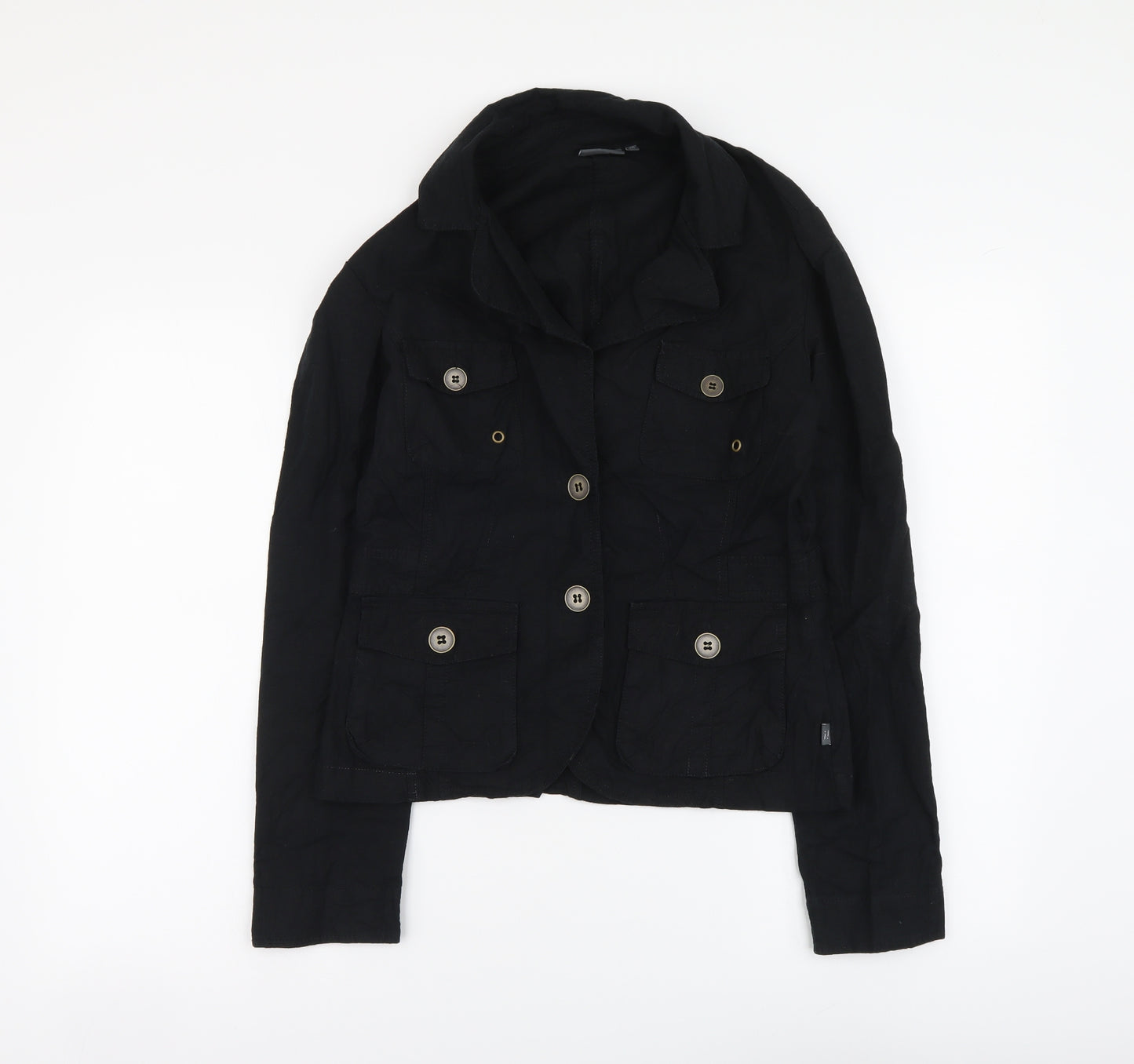 City Life Womens Black Jacket Size L Button