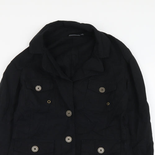 City Life Womens Black Jacket Size L Button
