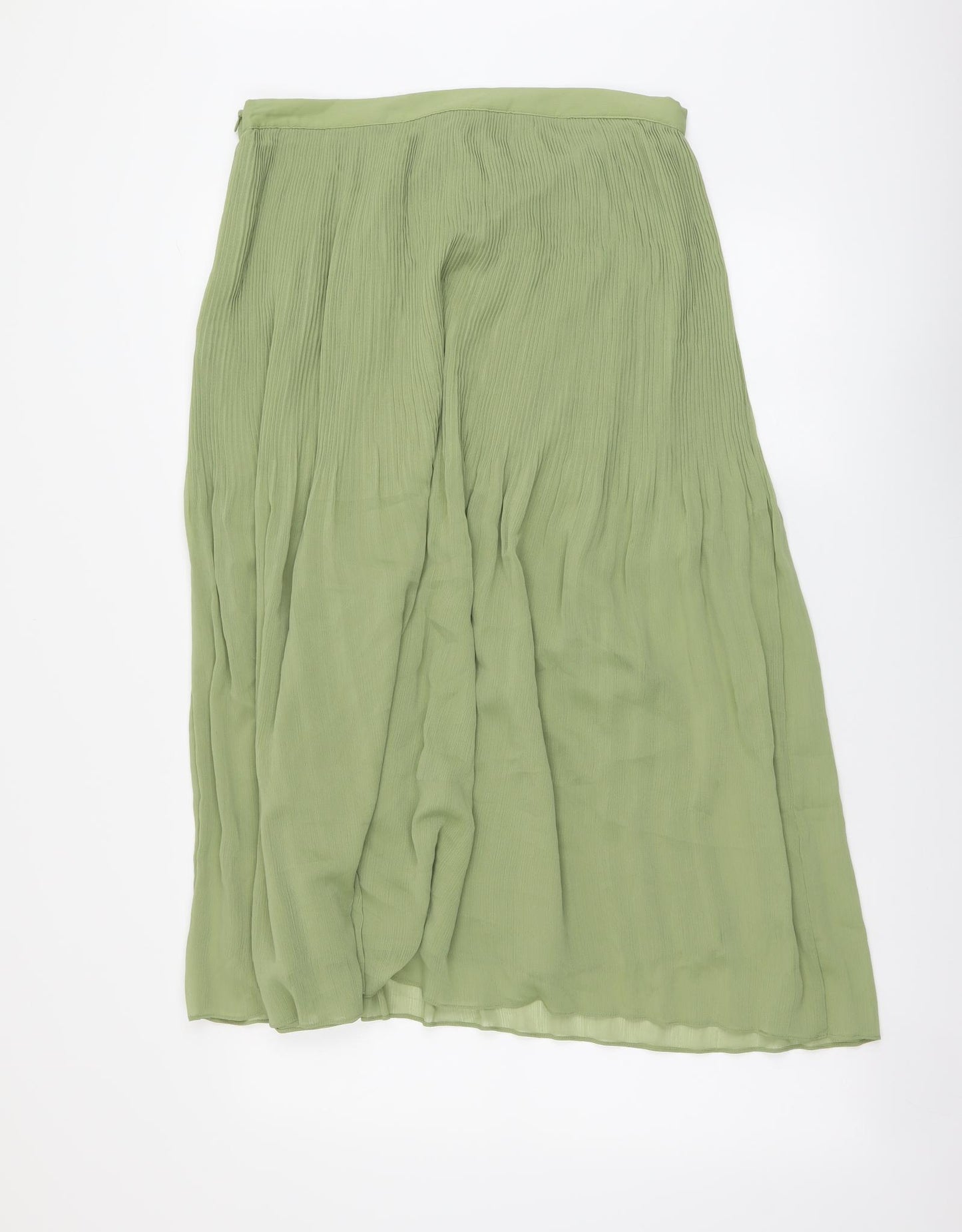 Marks and Spencer Womens Green Polyester Pleated Skirt Size 22 Zip