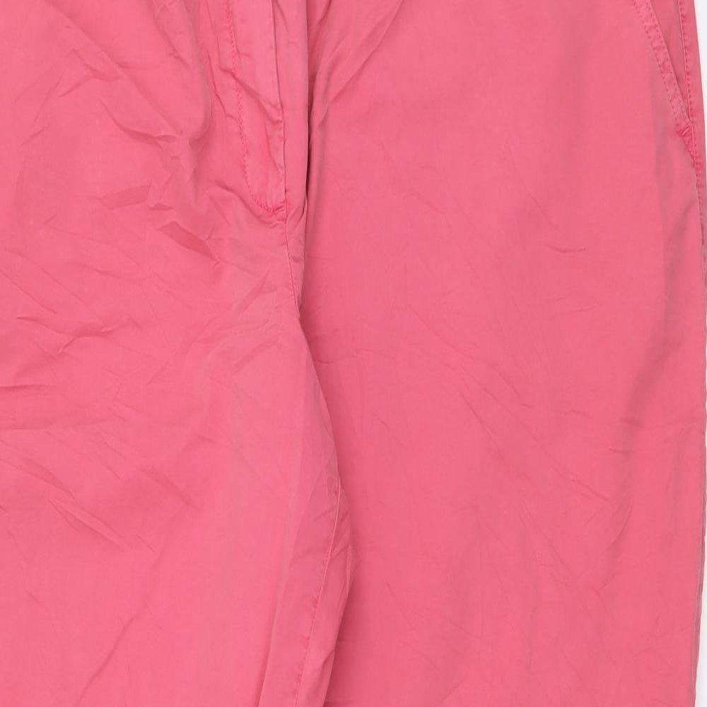 Marks and Spencer Womens Pink Cotton Trousers Size 24 L28 in Regular Button