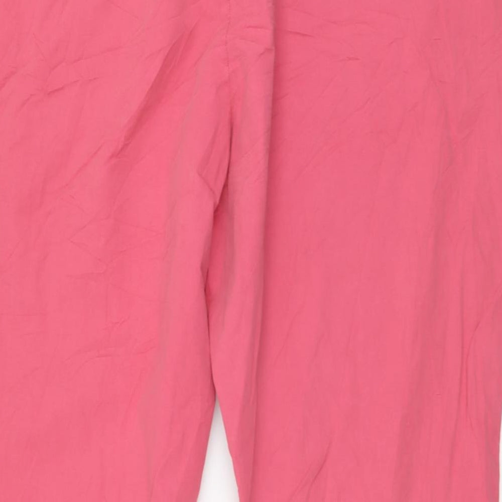 Marks and Spencer Womens Pink Cotton Trousers Size 24 L28 in Regular Button