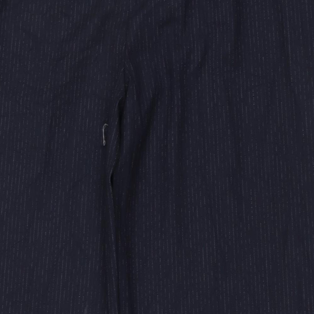 Marks and Spencer Womens Blue Striped Polyester Trousers Size 22 L30 in Regular Button