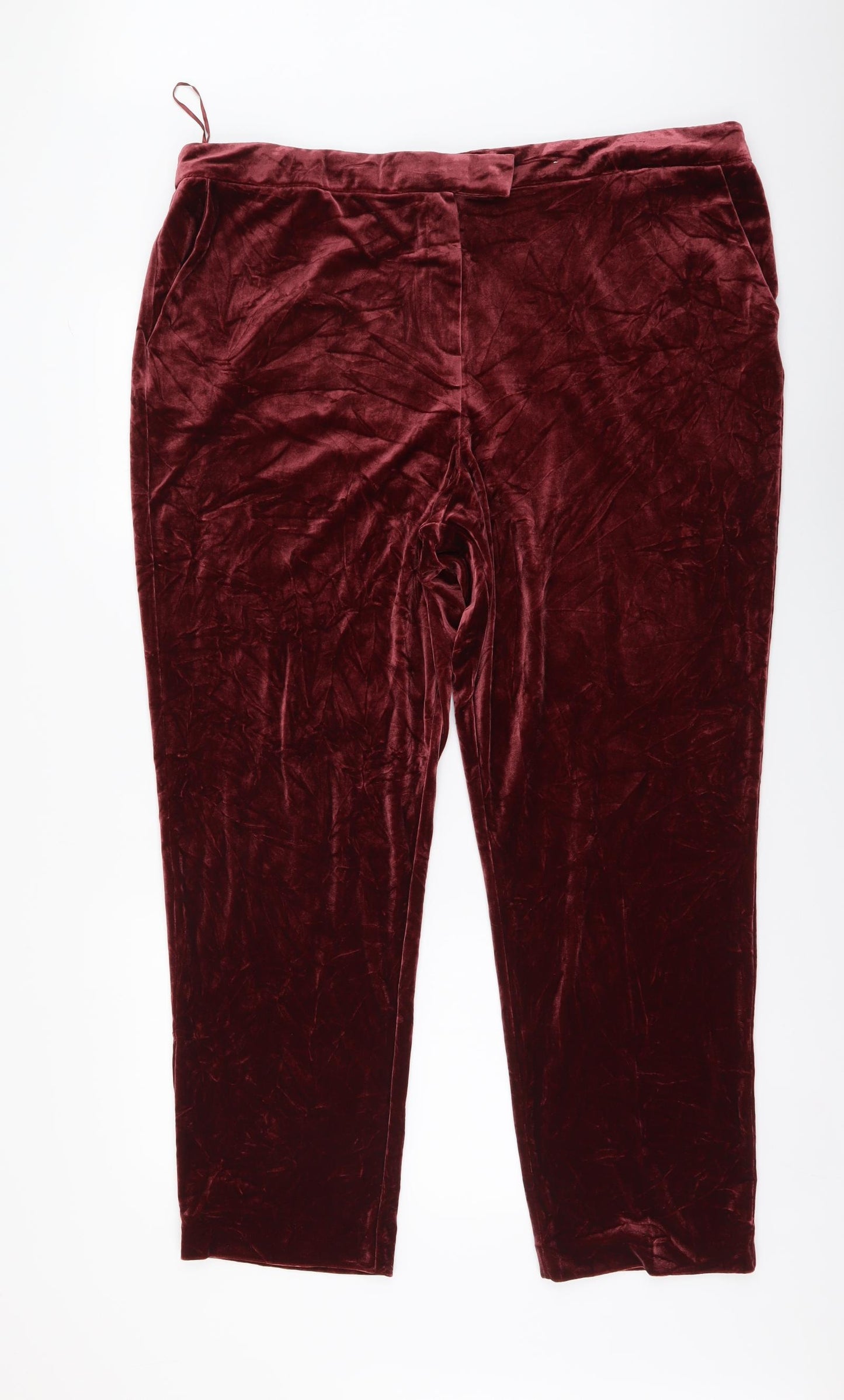 TU Womens Red Polyester Trousers Size 20 L28 in Regular Button