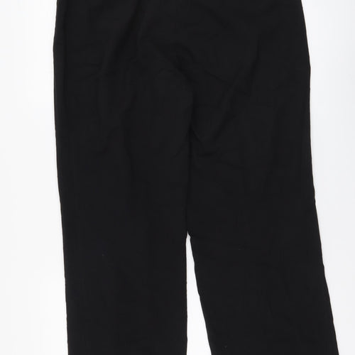 Elimma Collection Womens Black Polyester Trousers Size 14 L30 in Regular Button