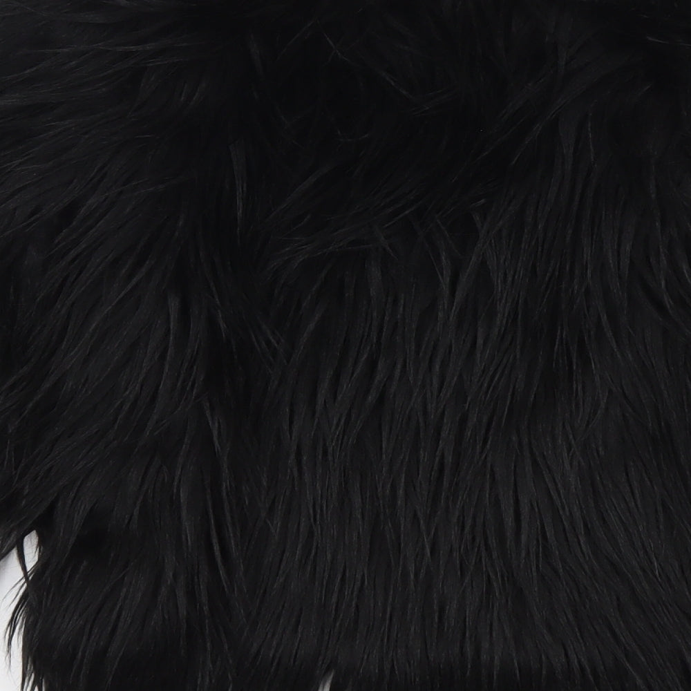 Preworn Girls Black Jacket Size 6-7 Years Button - Faux Fur