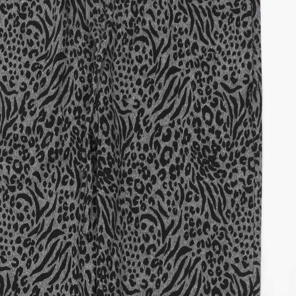 Fluid Womens Green Animal Print Polyester Trousers Size 12 L29 in Regular Drawstring - Leopard pattern