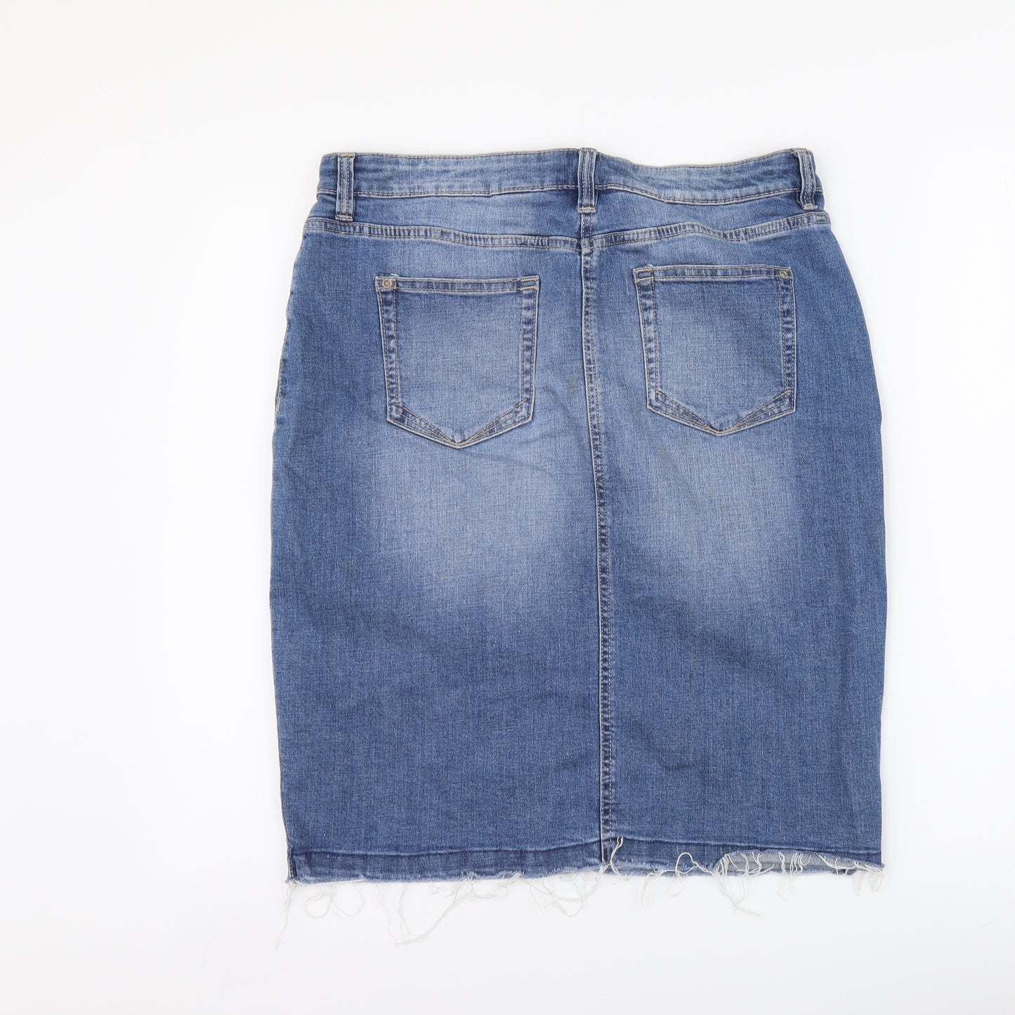 NEXT Womens Blue Cotton Straight & Pencil Skirt Size 12 Button