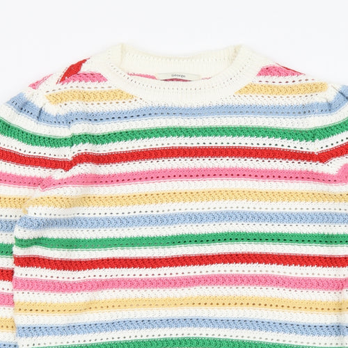 George Womens Multicoloured Round Neck Striped Cotton Pullover Jumper Size M