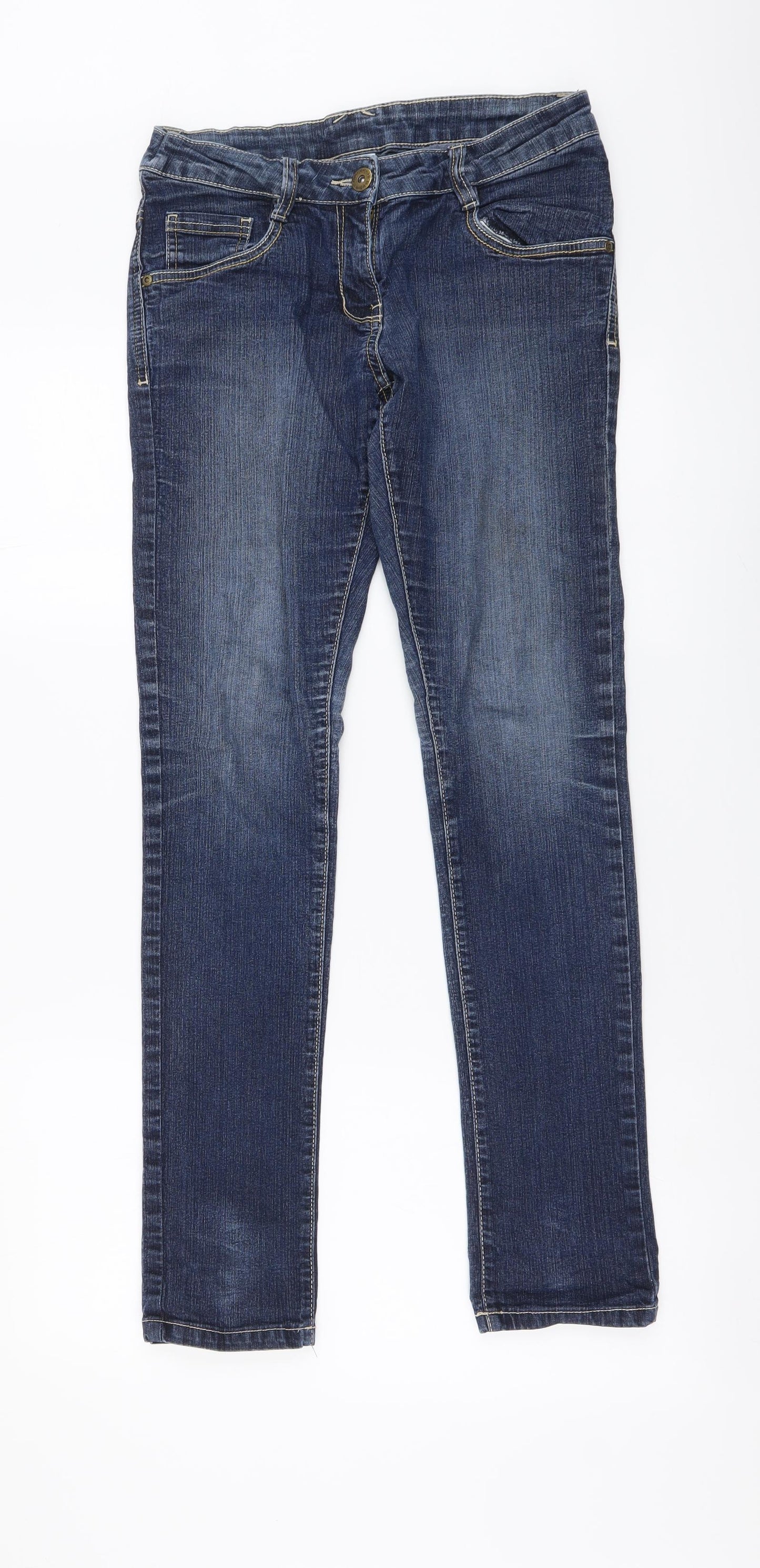 C&A Boys Blue Cotton Skinny Jeans Size 13-14 Years Regular Button
