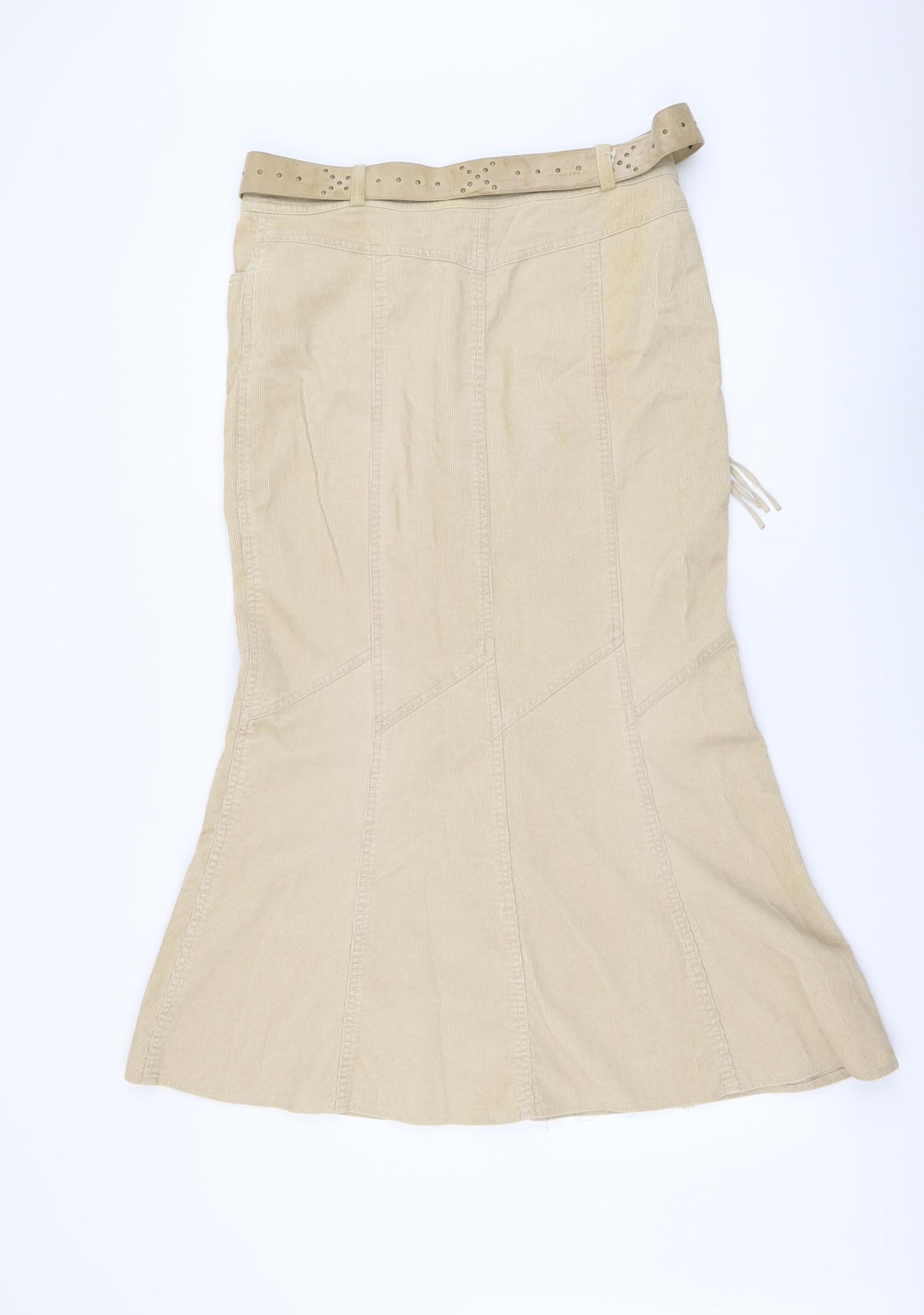 Principles Womens Beige Cotton Trumpet Skirt Size 12 Button - Belted