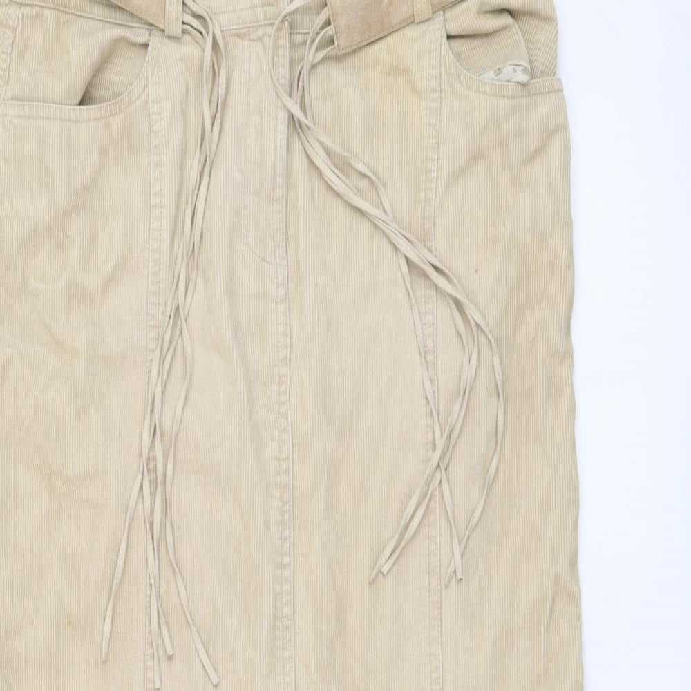 Principles Womens Beige Cotton Trumpet Skirt Size 12 Button - Belted