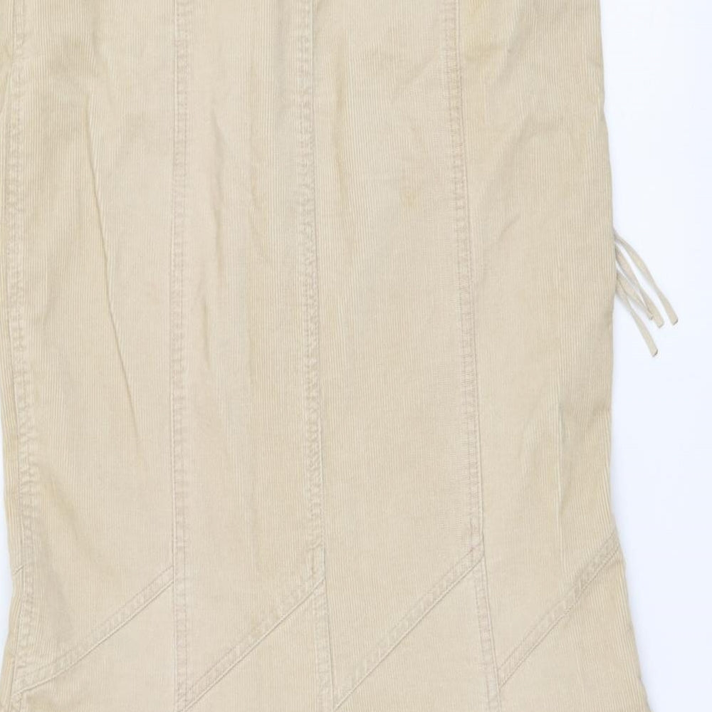 Principles Womens Beige Cotton Trumpet Skirt Size 12 Button - Belted