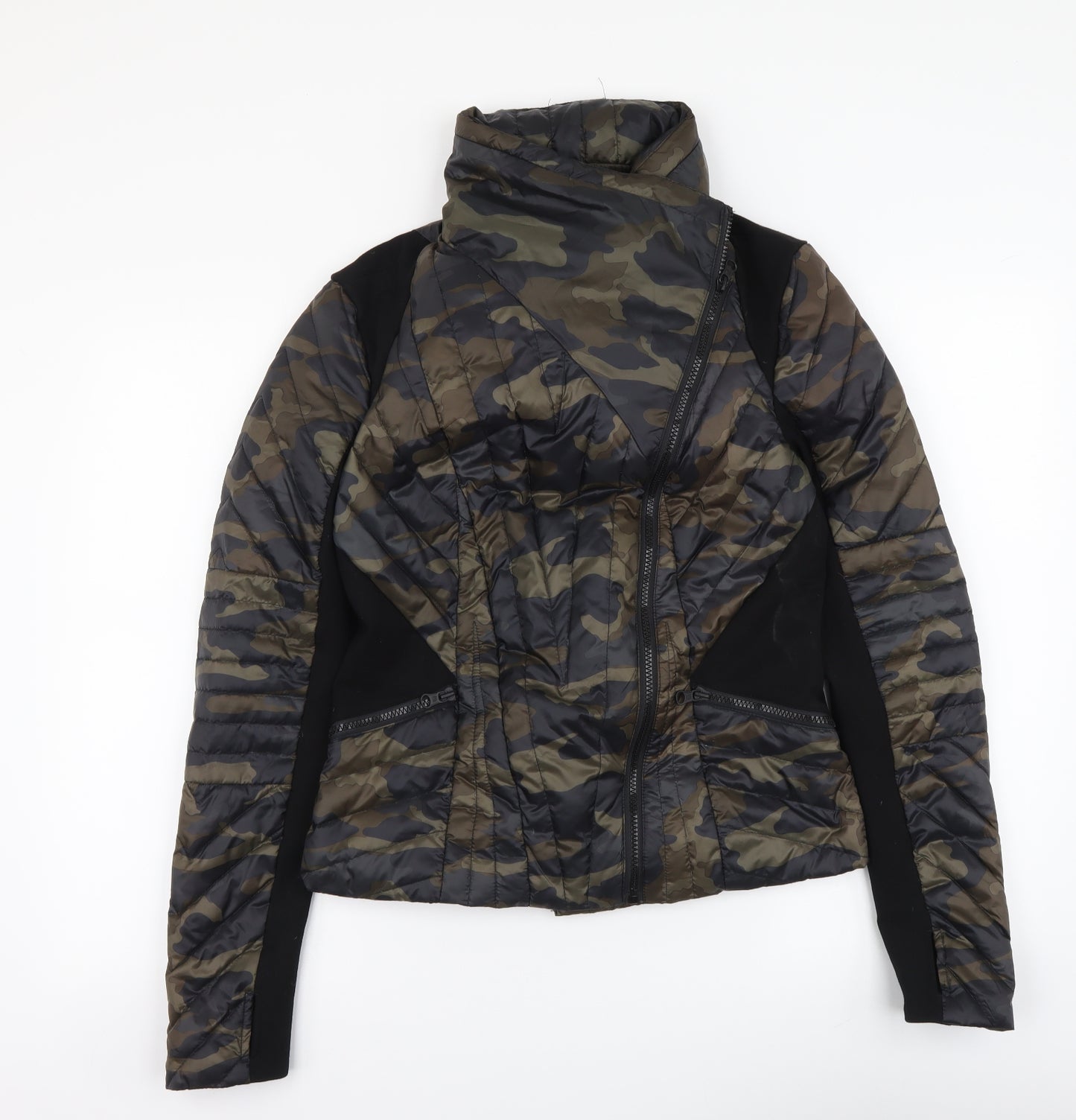 Blanc Noir Womens Green Camouflage Jacket Coat Size S Zip