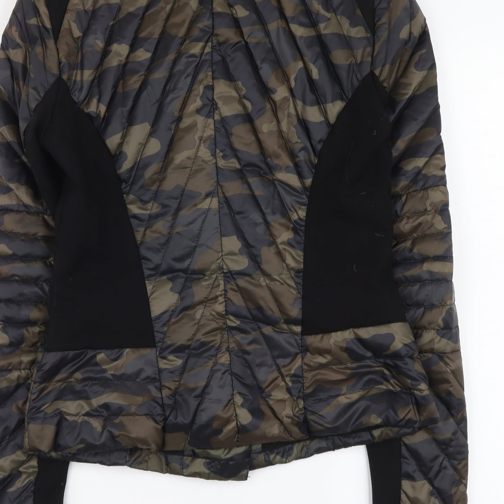 Blanc Noir Womens Green Camouflage Jacket Coat Size S Zip