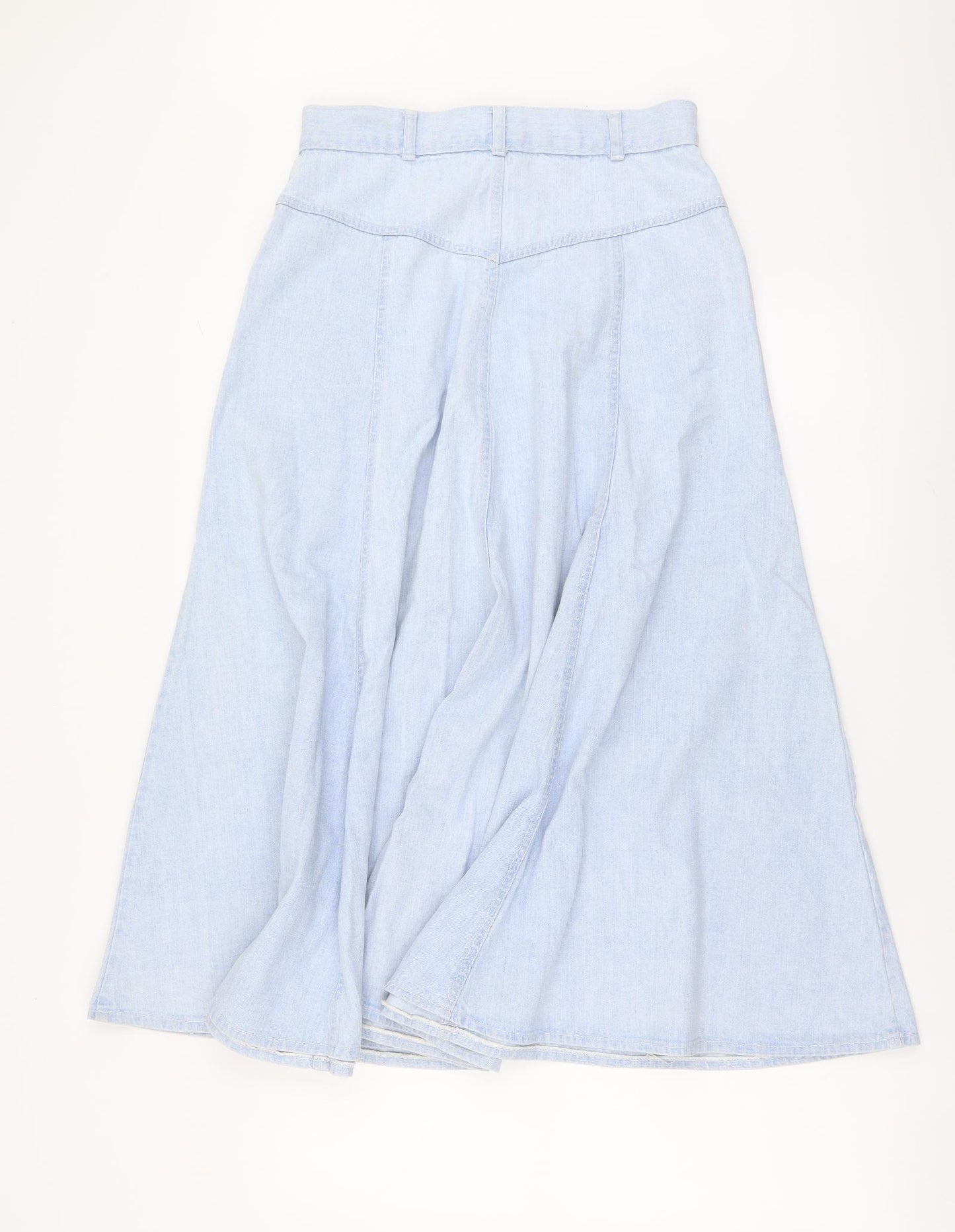 Preworn Womens Blue Cotton A-Line Skirt Size 14 Button