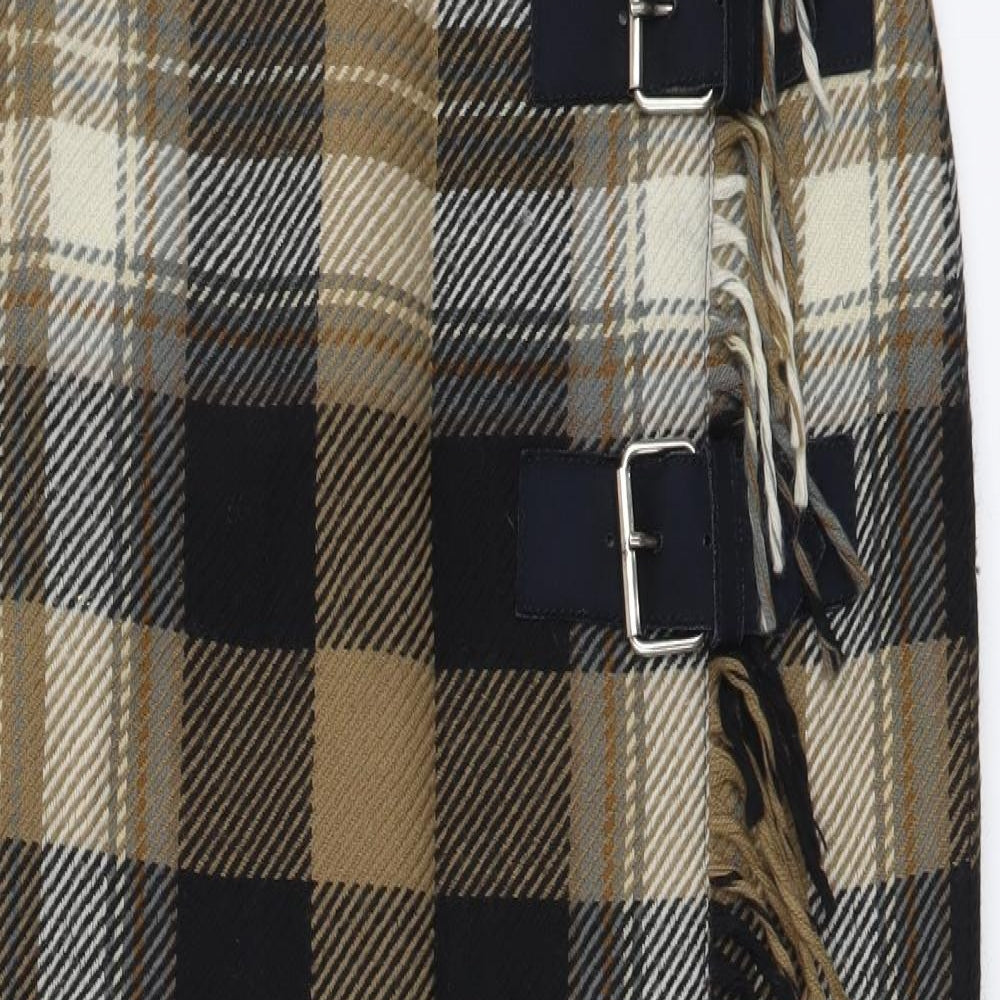 Catherina Hepfer Womens Beige Plaid Wool Wrap Skirt Size M Zip