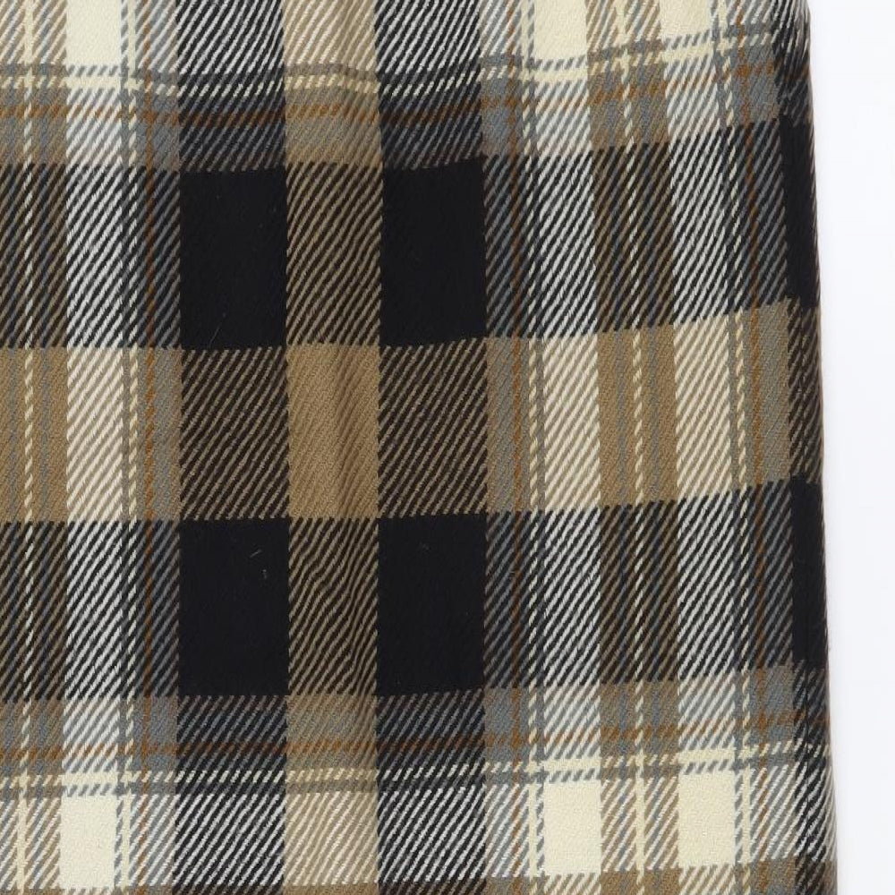 Catherina Hepfer Womens Beige Plaid Wool Wrap Skirt Size M Zip