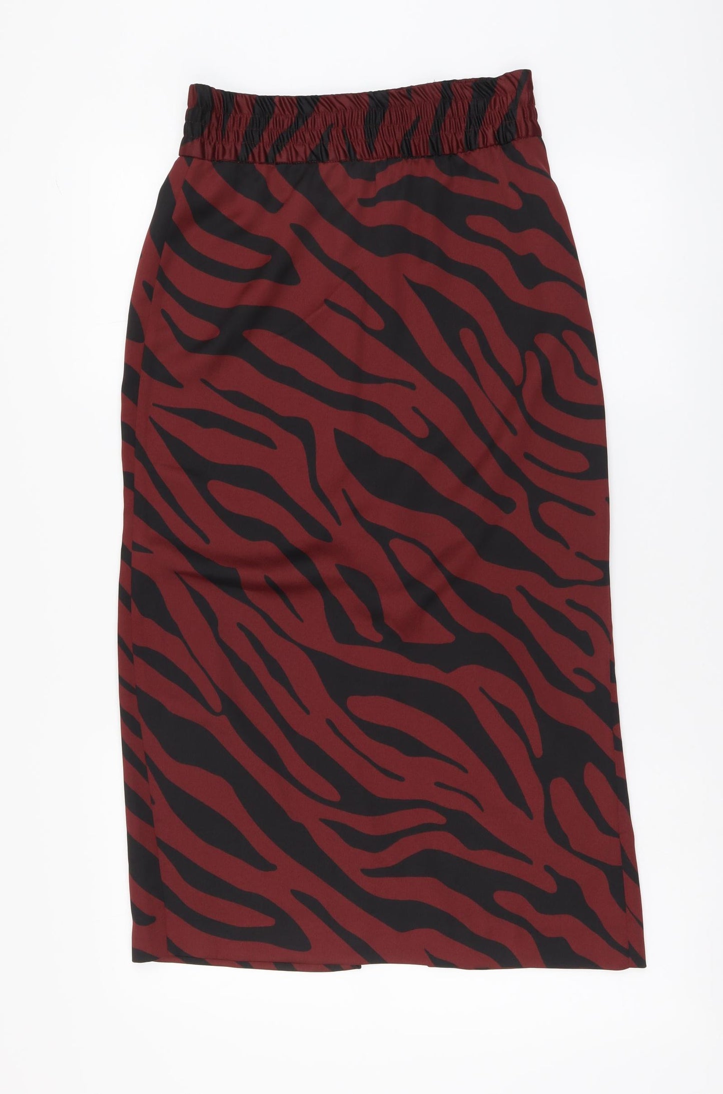 Zara Womens Red Animal Print Polyester A-Line Skirt Size S Zip - Zebra pattern
