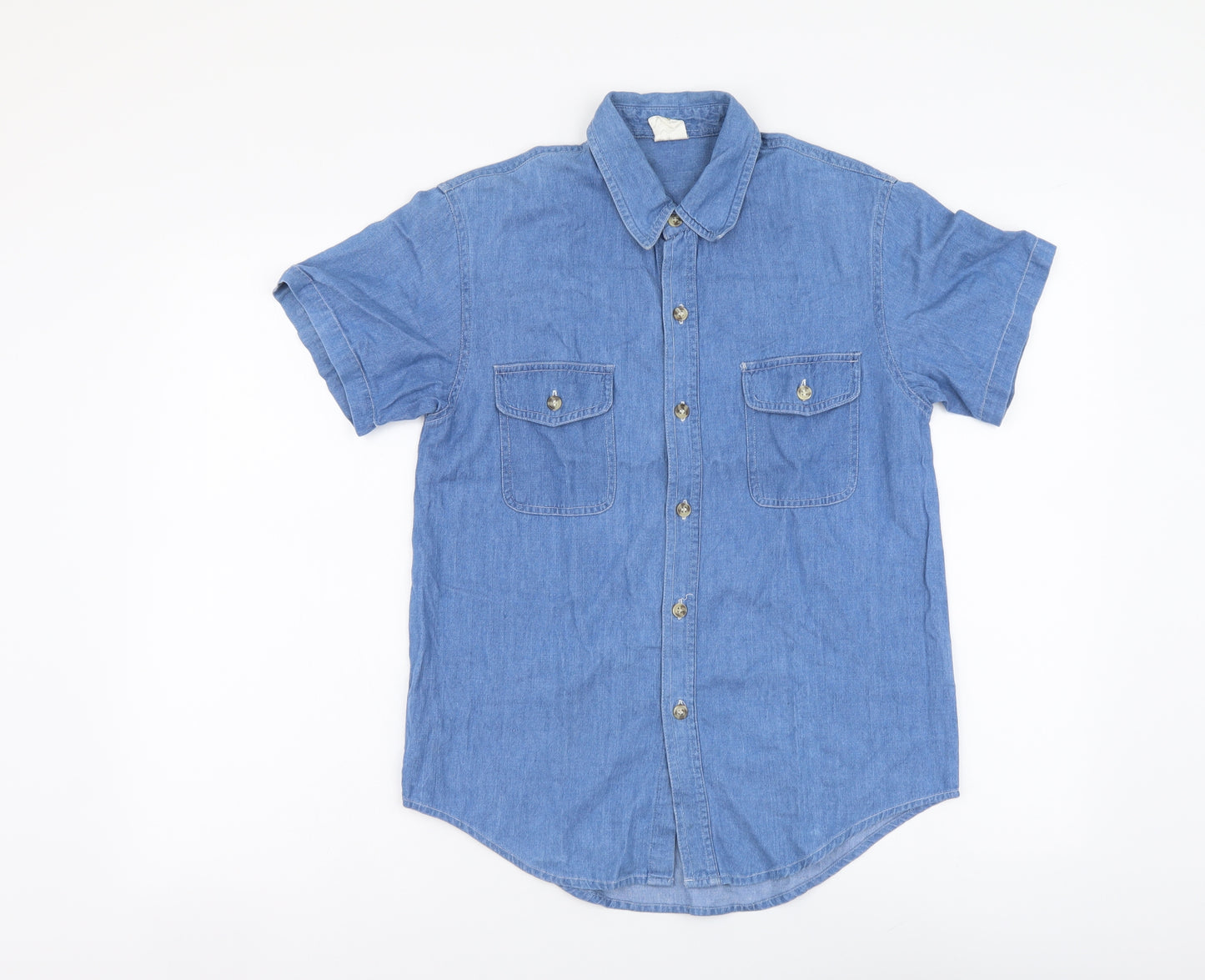 Mickey & Co Womens Blue Cotton Basic Button-Up Size S Collared - Pooh