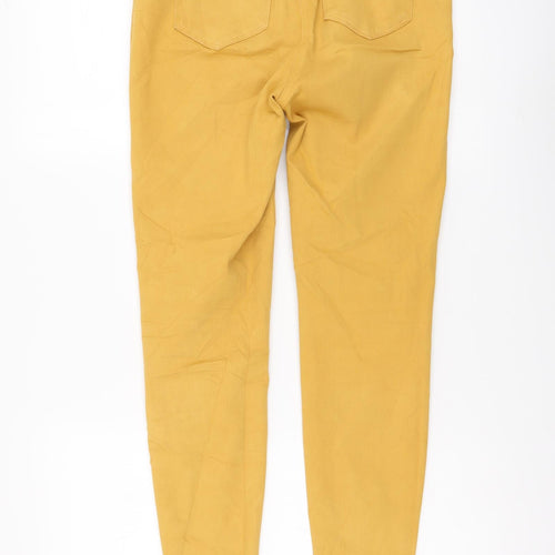 Papaya Womens Yellow Cotton Skinny Jeans Size 10 L20 in Regular Button