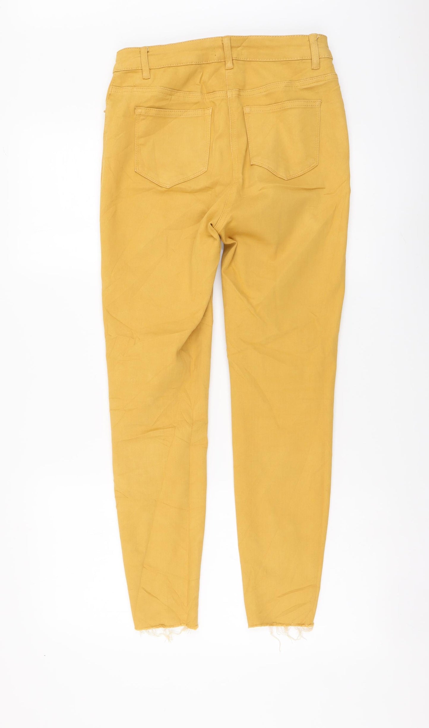 Papaya Womens Yellow Cotton Skinny Jeans Size 10 L20 in Regular Button