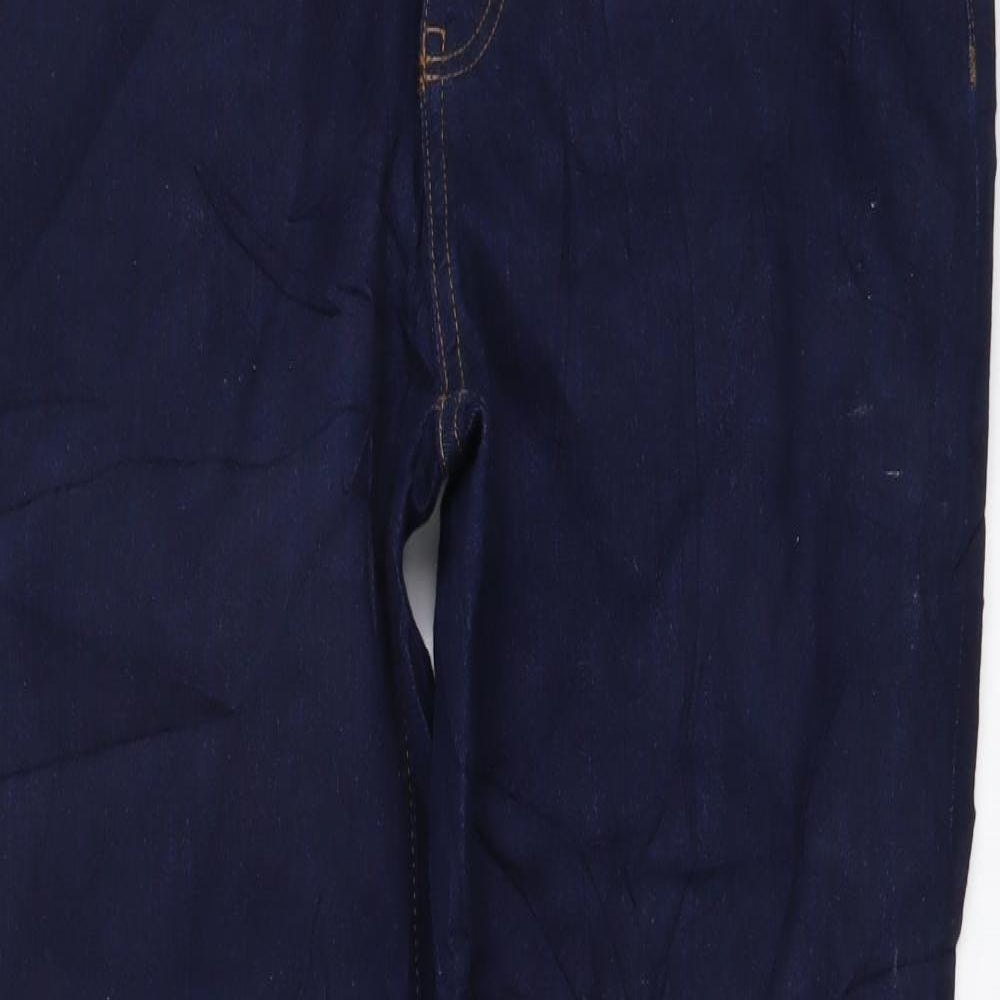 Marks and Spencer Womens Blue Cotton Straight Jeans Size 16 L28 in Regular Button