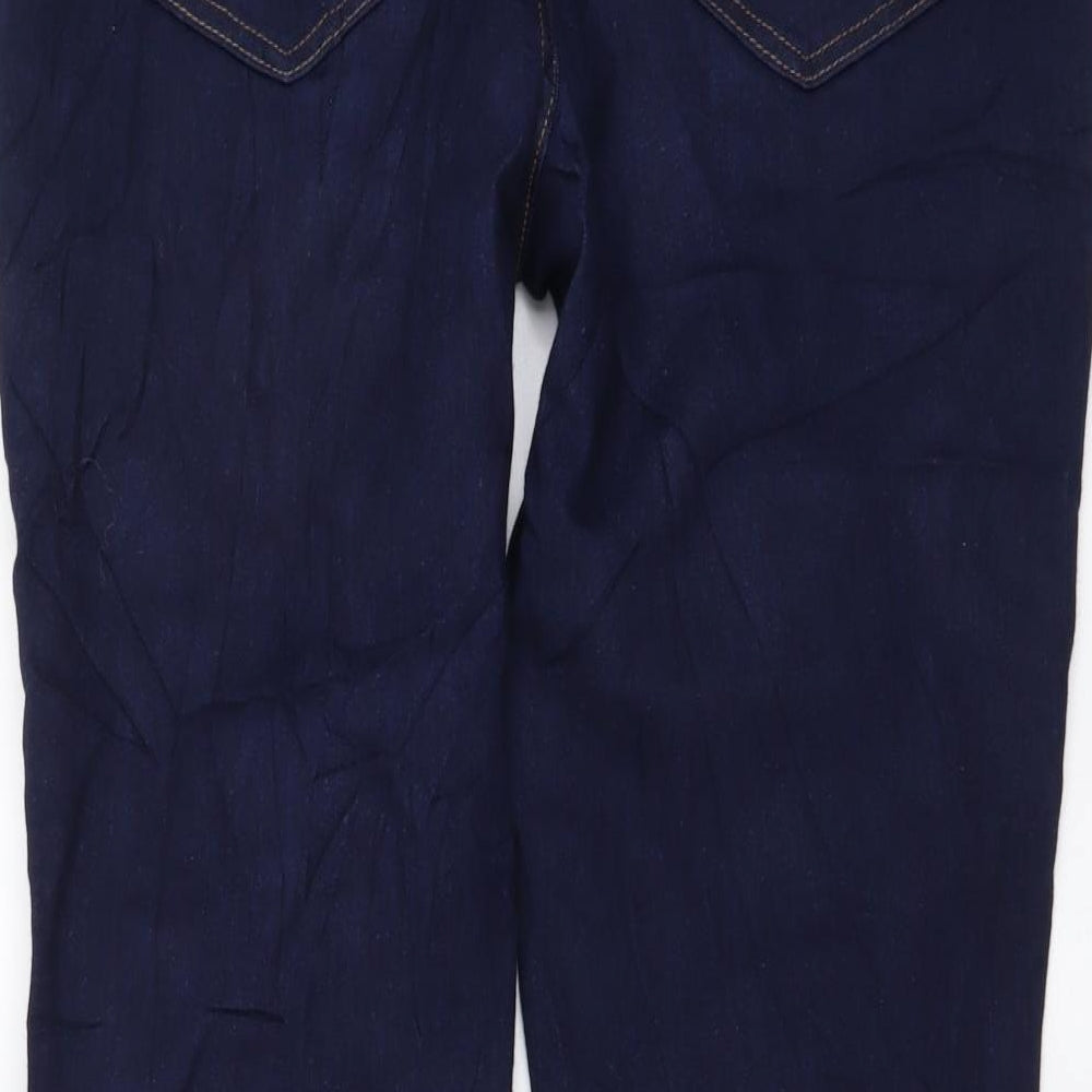 Marks and Spencer Womens Blue Cotton Straight Jeans Size 16 L28 in Regular Button