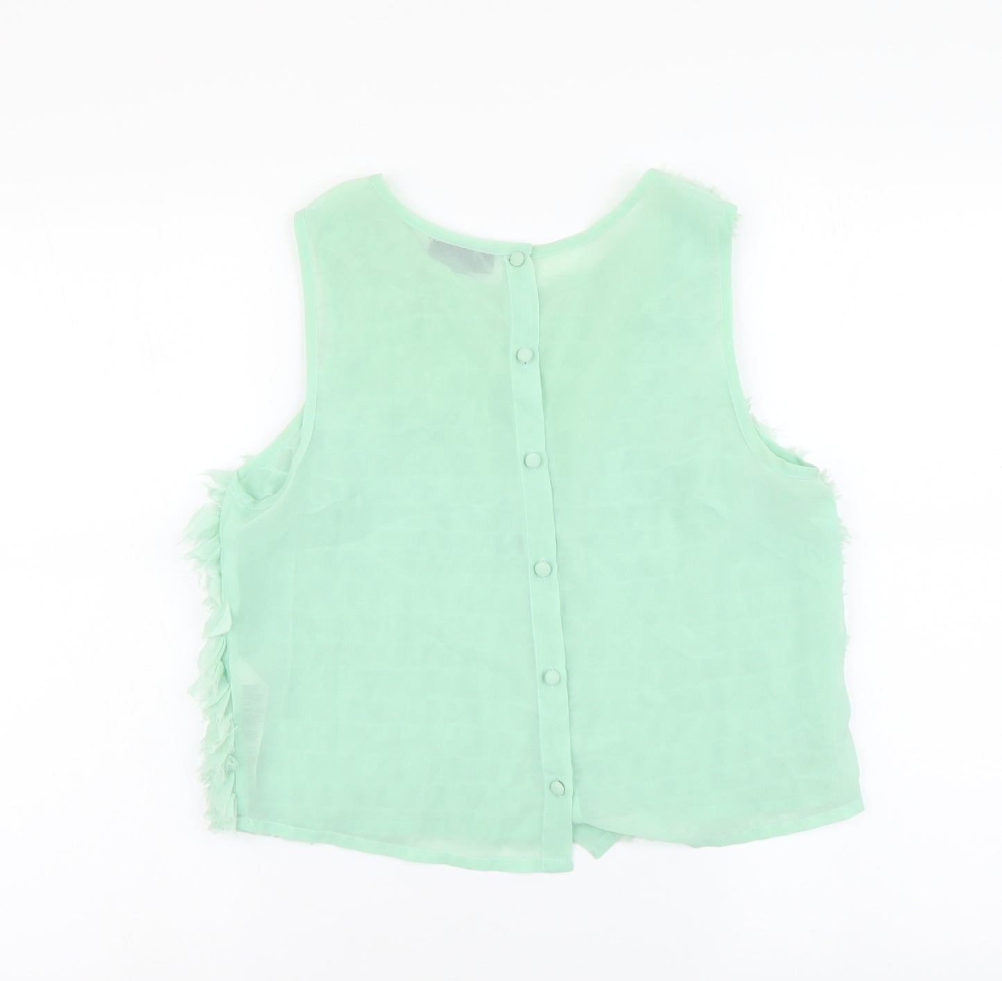 Topshoip Womens Green Polyester Basic Tank Size 10 Round Neck
