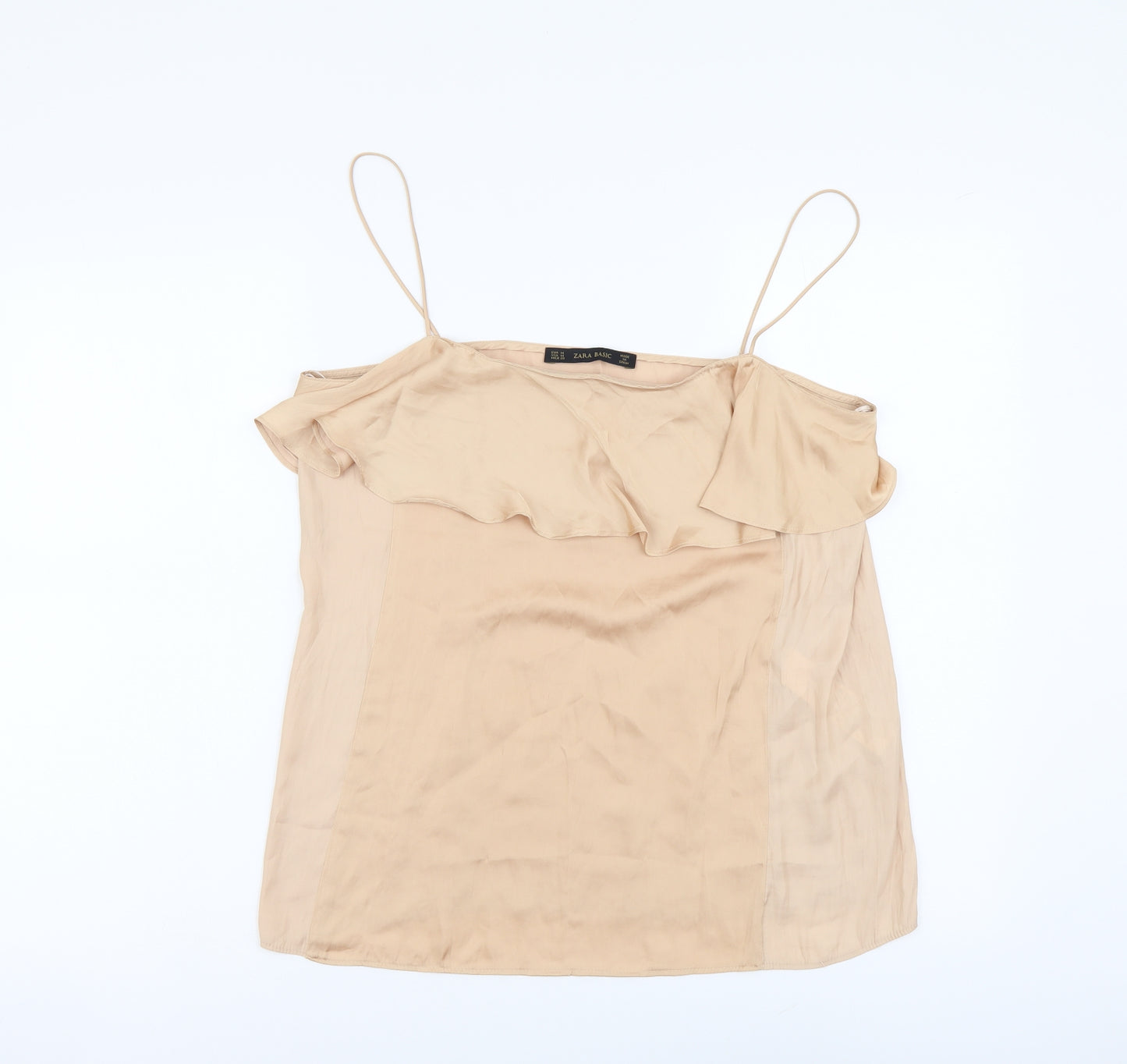 Zara Womens Beige Polyester Camisole Tank Size M Square Neck