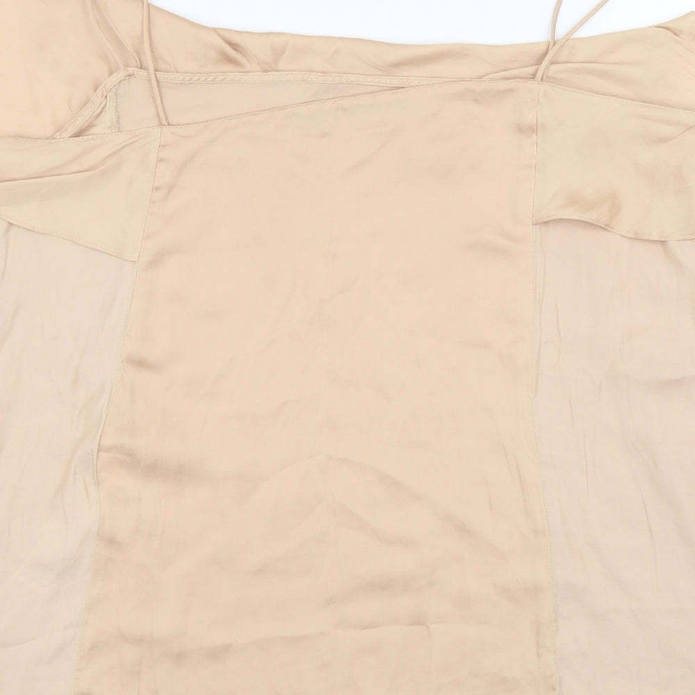 Zara Womens Beige Polyester Camisole Tank Size M Square Neck