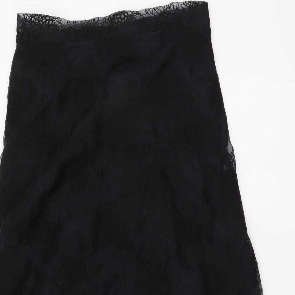 H&M Womens Black Polyester Trumpet Skirt Size L Zip