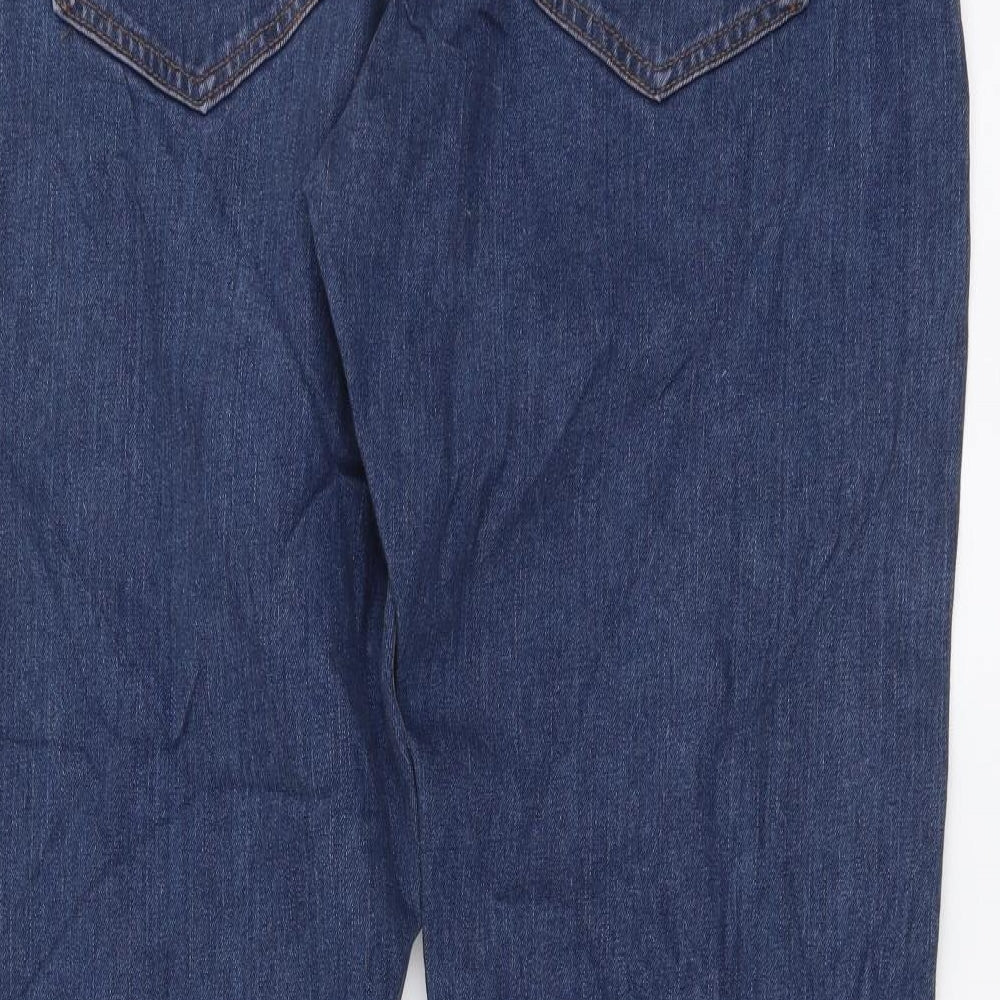 Marks and Spencer Mens Blue Cotton Straight Jeans Size 34 L29 in Regular Button
