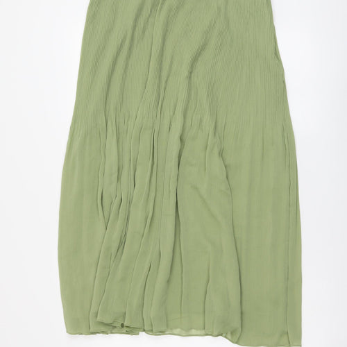 Marks and Spencer Womens Green Polyester Pleated Skirt Size 20 Zip