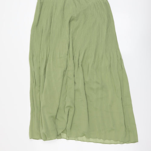 Marks and Spencer Womens Green Polyester Pleated Skirt Size 20 Zip