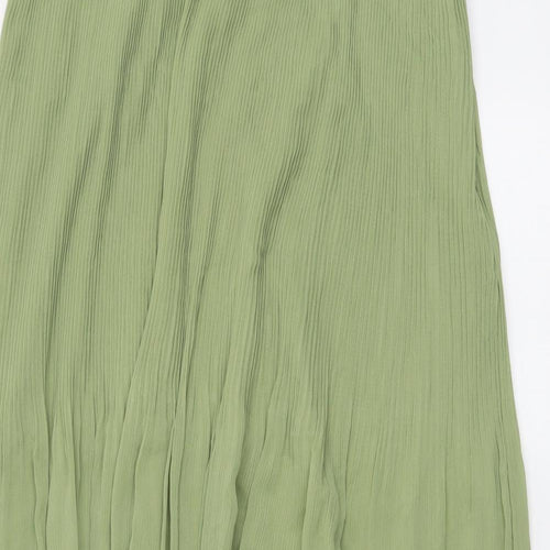 Marks and Spencer Womens Green Polyester Pleated Skirt Size 20 Zip