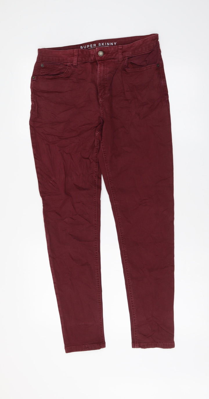 Marks and Spencer Womens Red Cotton Skinny Jeans Size 12 L27 in Regular Button