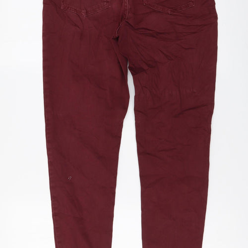 Marks and Spencer Womens Red Cotton Skinny Jeans Size 12 L27 in Regular Button