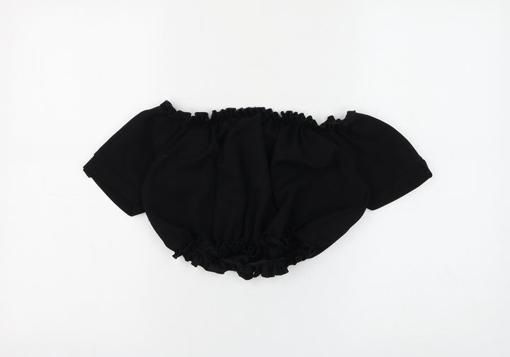 Cameo Rose Womens Black Polyester Cropped Blouse Size 12 Off the Shoulder