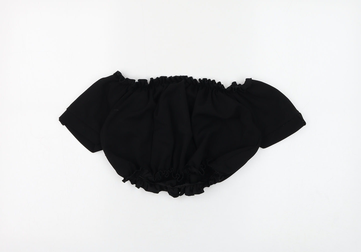 Cameo Rose Womens Black Polyester Cropped Blouse Size 12 Off the Shoulder