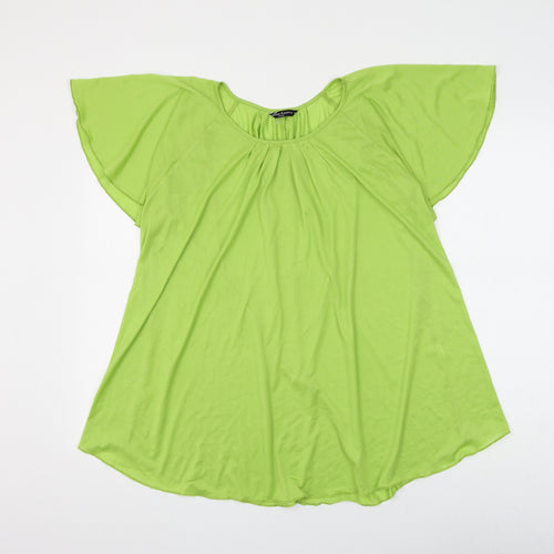 Marina Kaneva Womens Green Polyester Basic Blouse Size 16 Round Neck