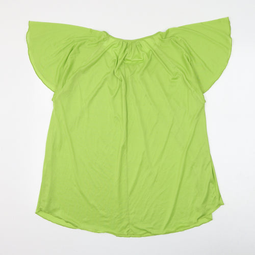 Marina Kaneva Womens Green Polyester Basic Blouse Size 16 Round Neck