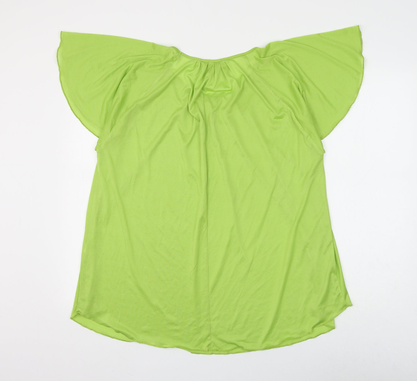 Marina Kaneva Womens Green Polyester Basic Blouse Size 16 Round Neck