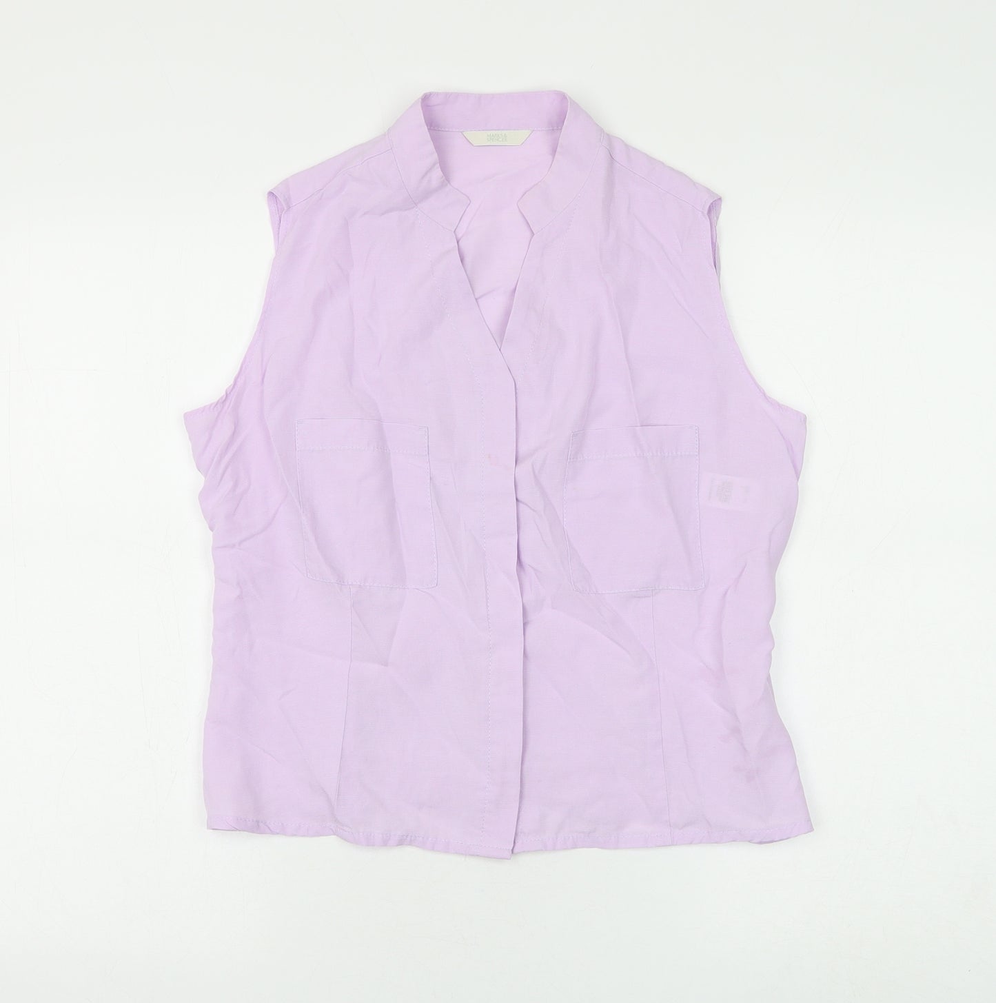 Marks and Spencer Womens Purple Lyocell Basic Blouse Size 14 V-Neck