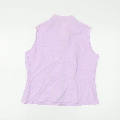 Marks and Spencer Womens Purple Lyocell Basic Blouse Size 14 V-Neck