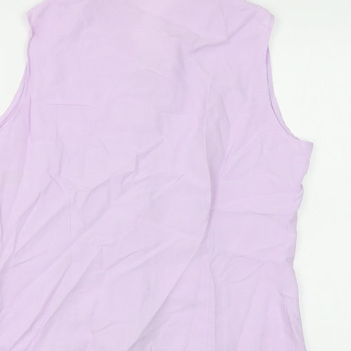 Marks and Spencer Womens Purple Lyocell Basic Blouse Size 14 V-Neck