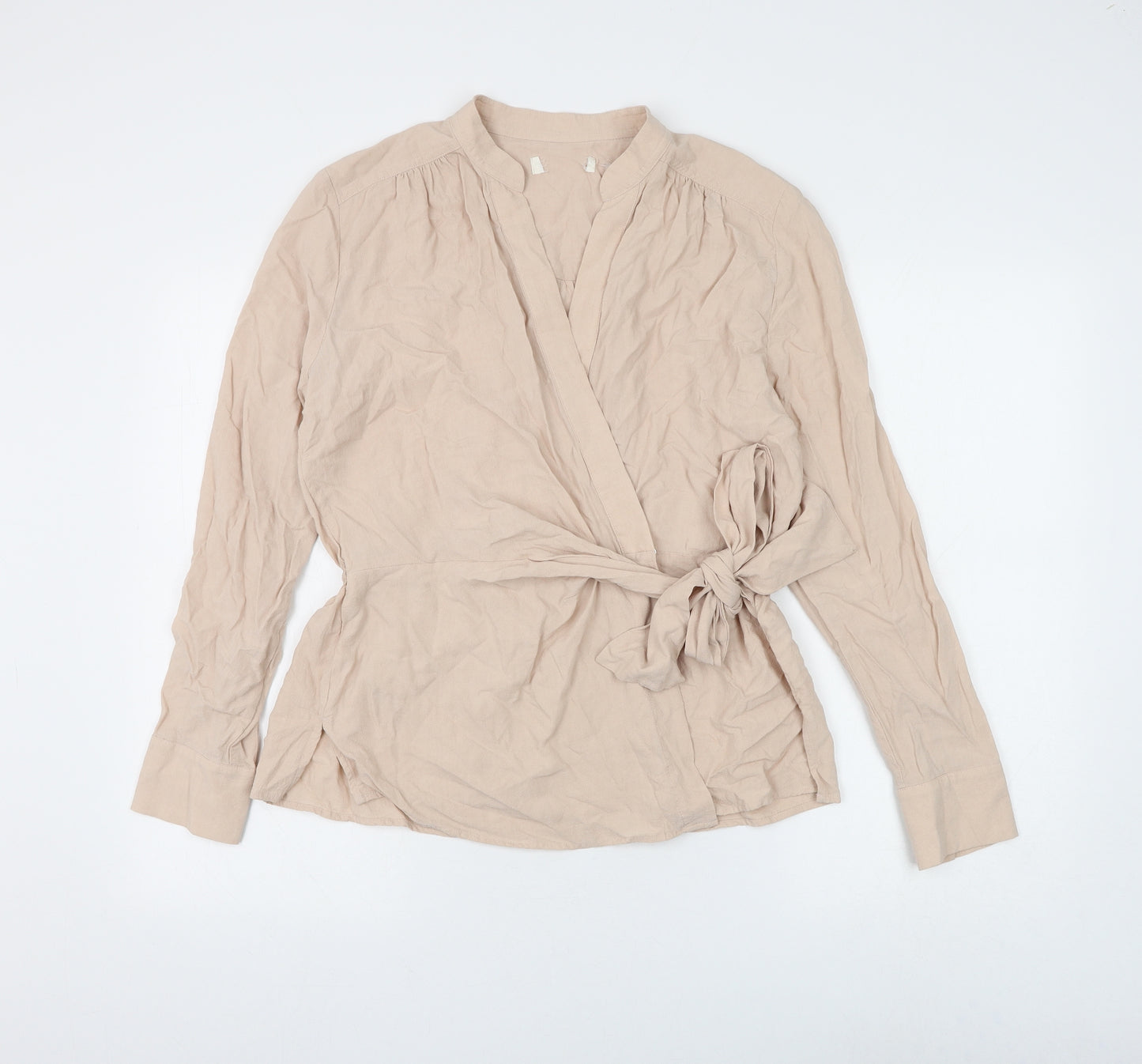 Marks and Spencer Womens Pink Viscose Wrap Blouse Size 14 V-Neck