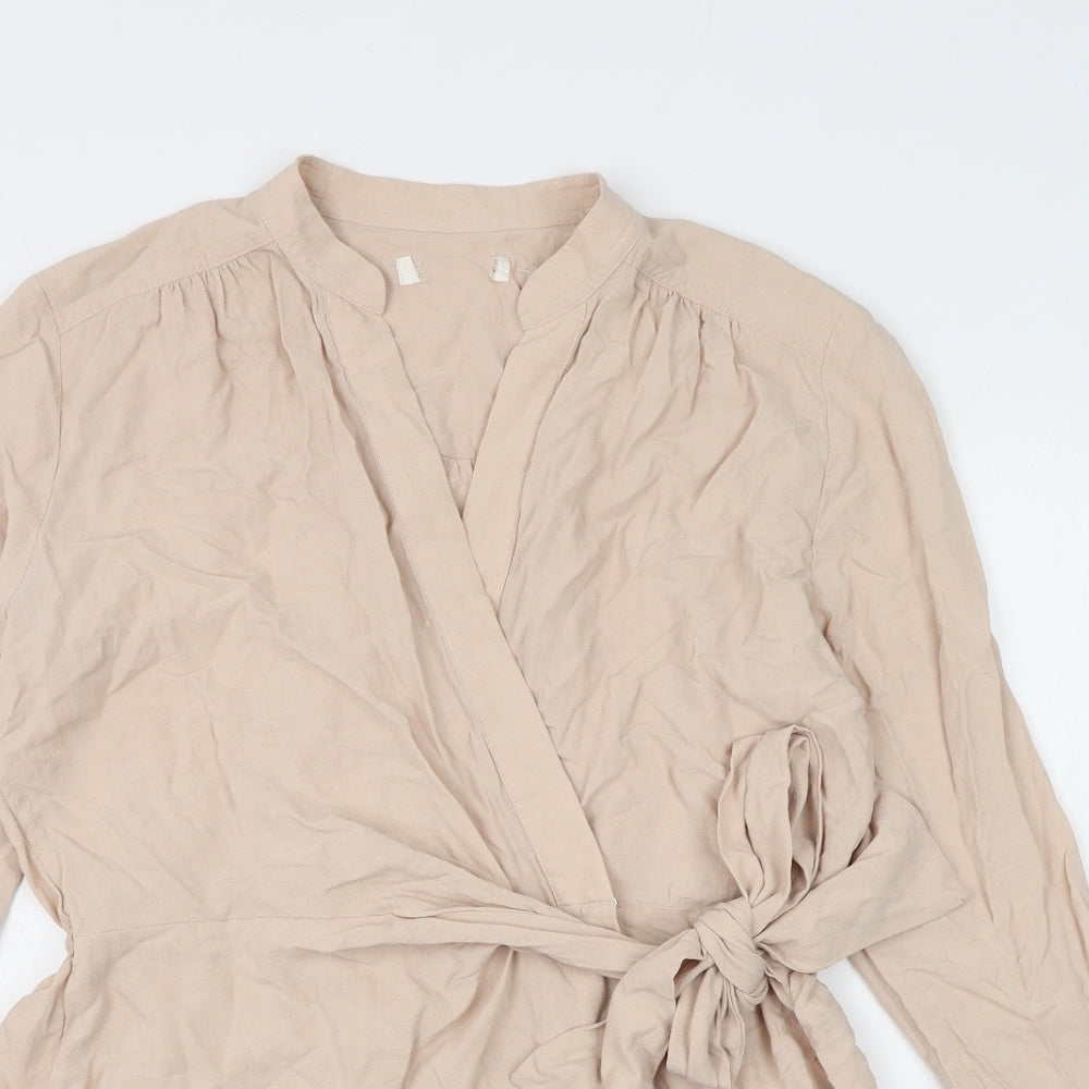 Marks and Spencer Womens Pink Viscose Wrap Blouse Size 14 V-Neck