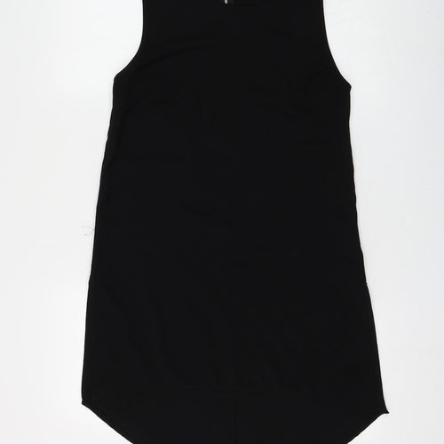 Glamorous Womens Black Polyester Shift Size S Round Neck Zip