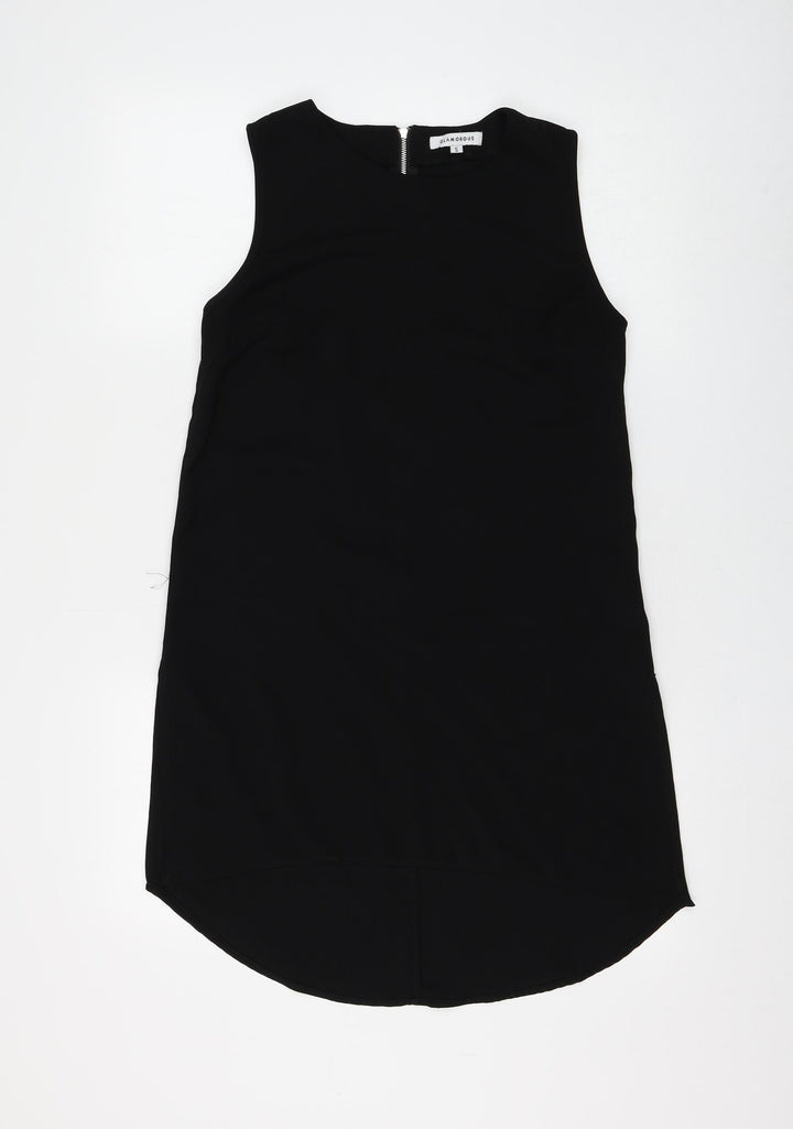 Glamorous Womens Black Polyester Shift Size S Round Neck Zip