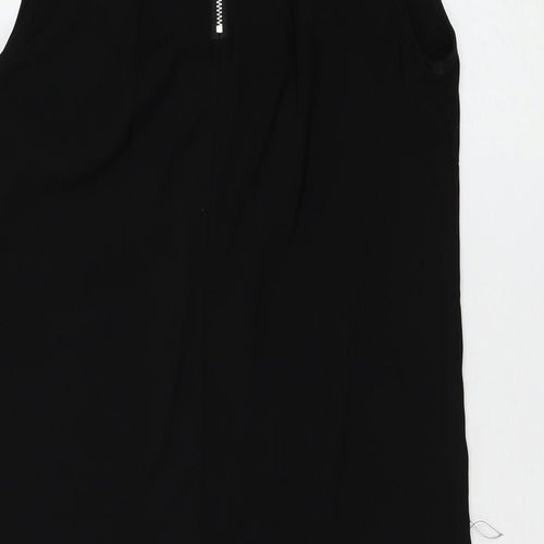 Glamorous Womens Black Polyester Shift Size S Round Neck Zip